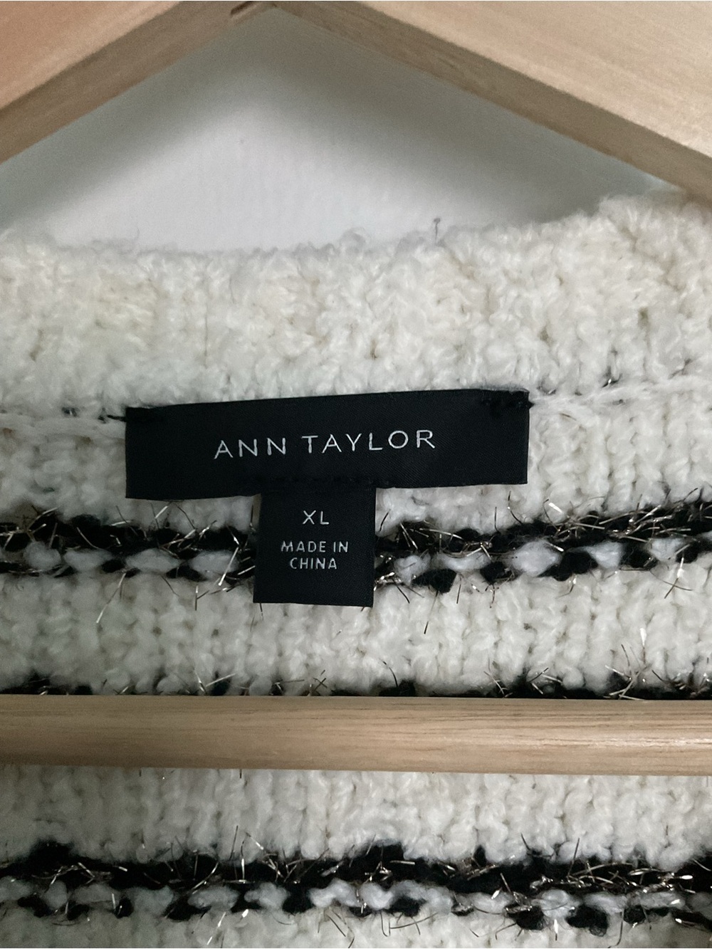 Ann Taylor Cream Knit Cardigan with Black Trim - Picture 5 of 6
